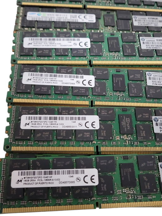 Lot of 106x Assorted Brand/Speed 16GB DDR3 Server RAMs, See detail _