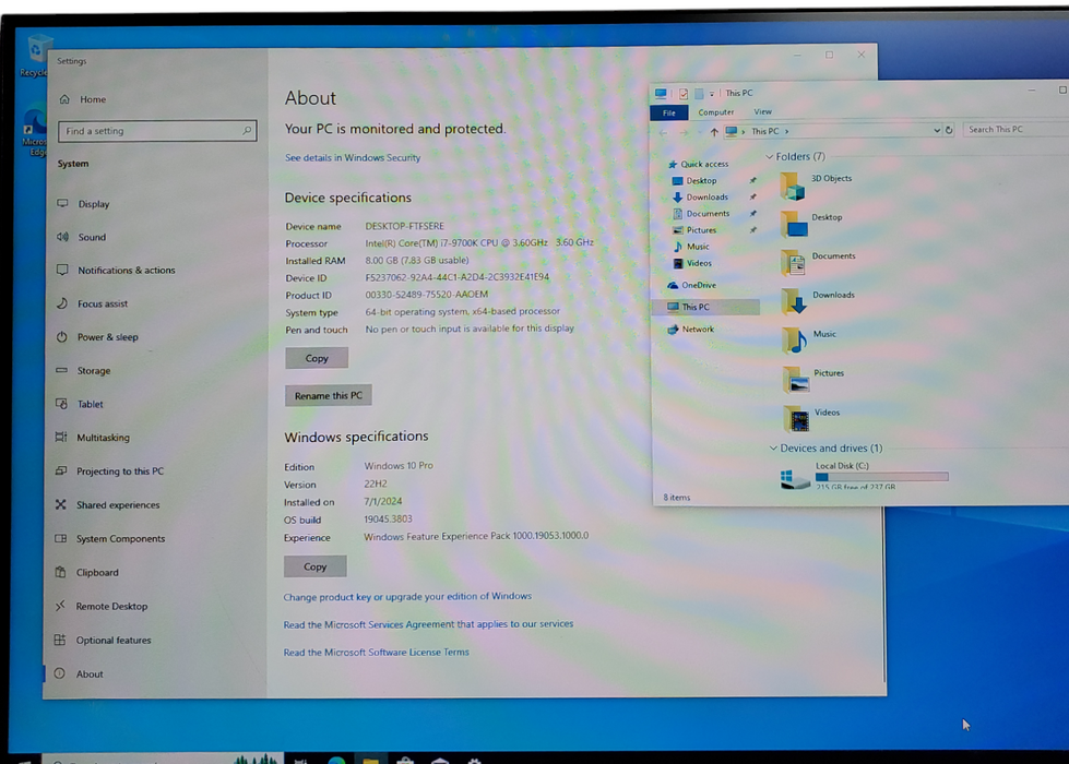 DELL PRECISION 3630 i5 9700K @3.6GHz 8GB RAM 256 m.2 SSD TWR DESKTOP