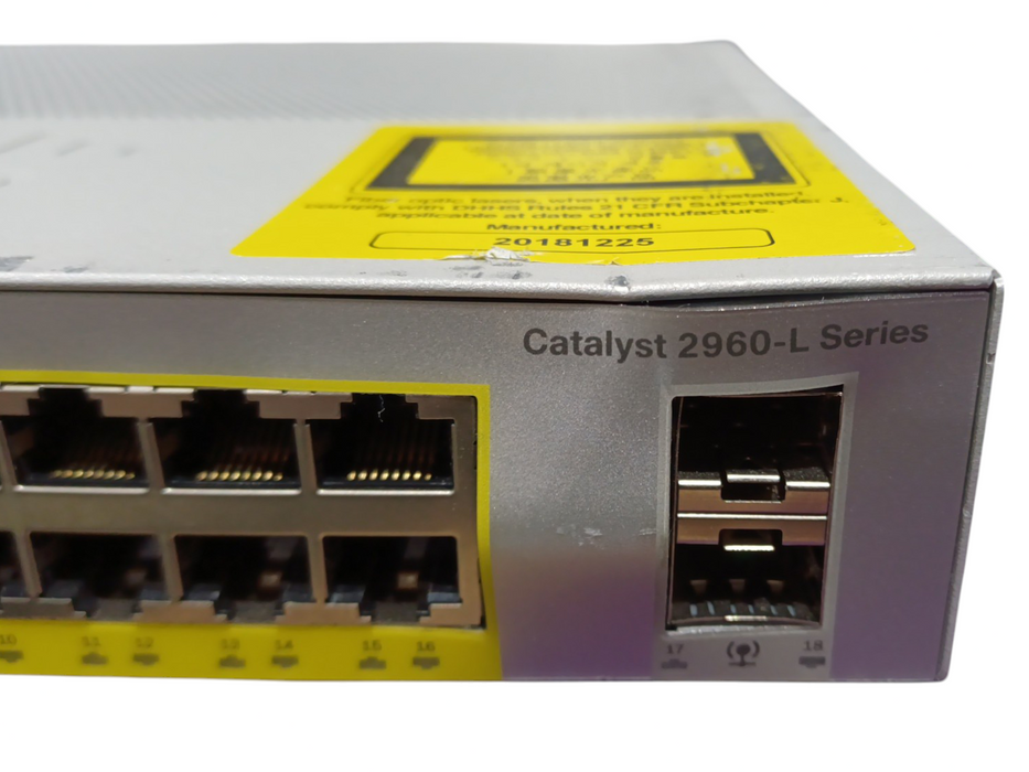 Cisco WS-C2960L-16PS-LL 10/100/1000 Eth PoE+ 2x1G SFP Switch, READ