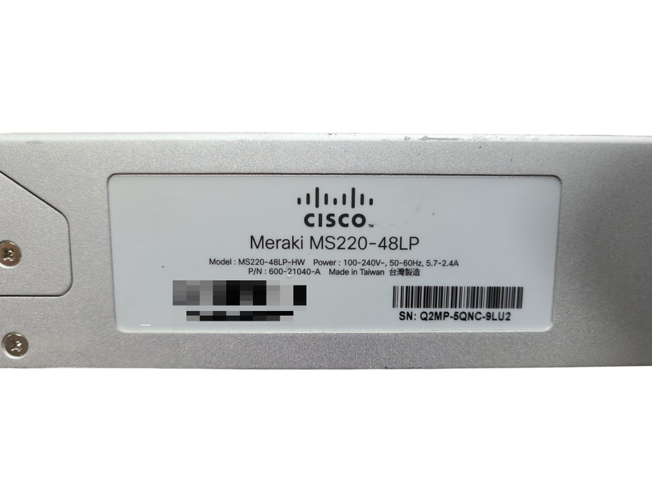 Cisco Meraki MS220-48LP-HW 48 Ports Rack Mount Gigabit Switch, UNCLAIMED