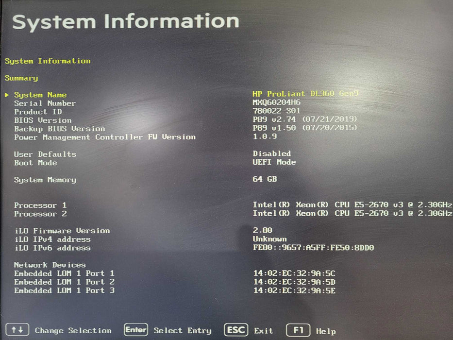 HP ProLiant DL360 Gen9 1U 2x Xeon E5-2670 v3 64GB RAM P440ar 1 PSU 2.5" !