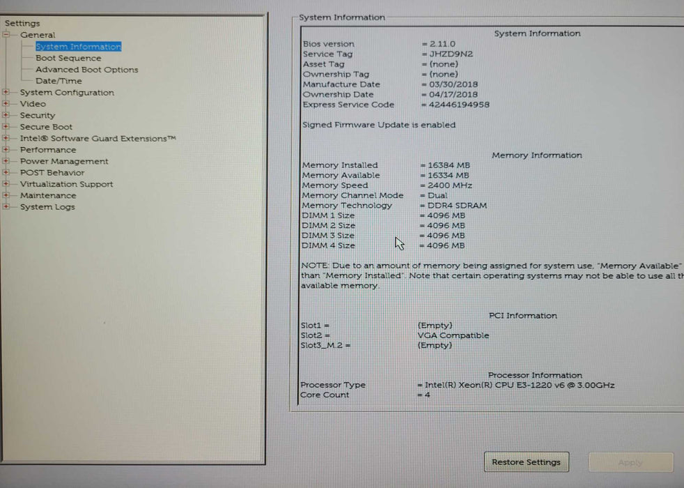 Dell Precision Tower 3420, Xeon E3-1220v6 3.00GHz, 16GB DDR4, 1TB SSD _