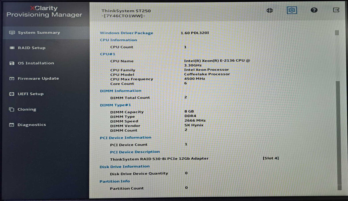 Lenovo ThinkSystem ST250 4x 3.5"| Xeon E-2136 @3.30GHz, 16GB DDR4, 530-8i )