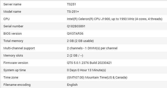 QNAP TS-251+ 2GB System Memory 2-Bay NAS 1x 1TB HDD !