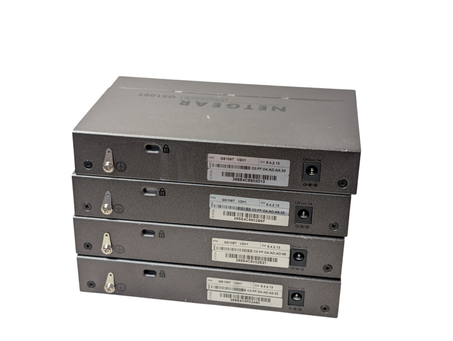 Lot of 4x NETGEAR ProSAFE GS108T 8 Port Gigabit PoE Powered Switches  -