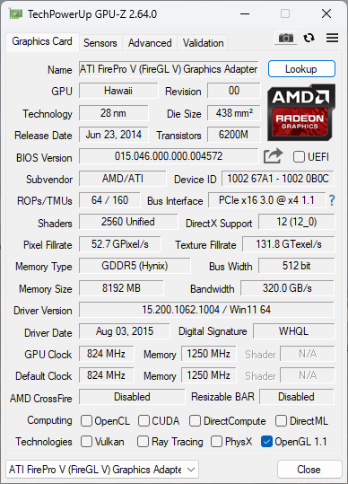 AMD FirePro W8100 8GB GDDR5 Graphics Card 4x Display Port *read*