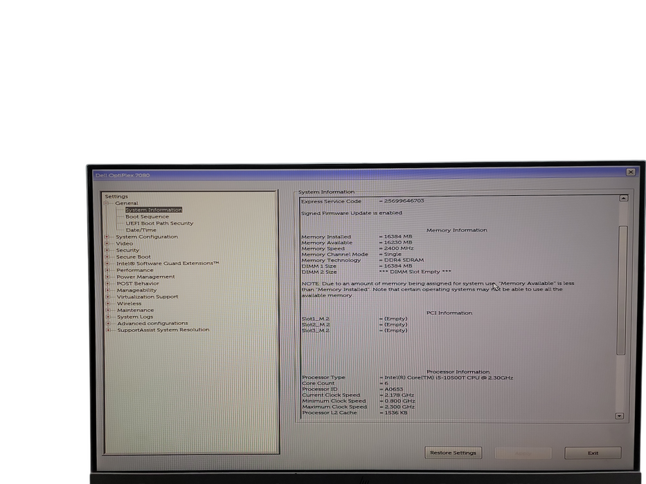 Dell OptiPlex 7080 Micro i5 - 10500T @ 2.30GHz 16GB DDR4 Ram  θ