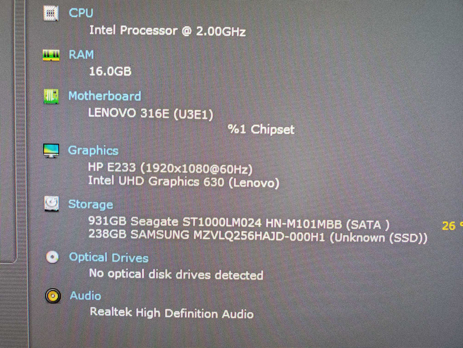 Lenovo ThinkCentre M70q Intel Core i5-10400T, 16GB RAM, 256GB nVME 1TB HDD WIFI