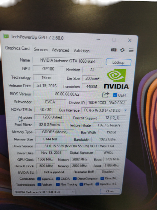EVGA NVIDIA GTX 1060 6GB ACX3.0 %