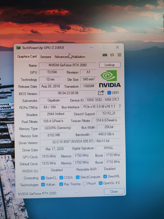 Gigabyte NVIDIA GeForce RTX 2080 OC 8GB Graphics Card