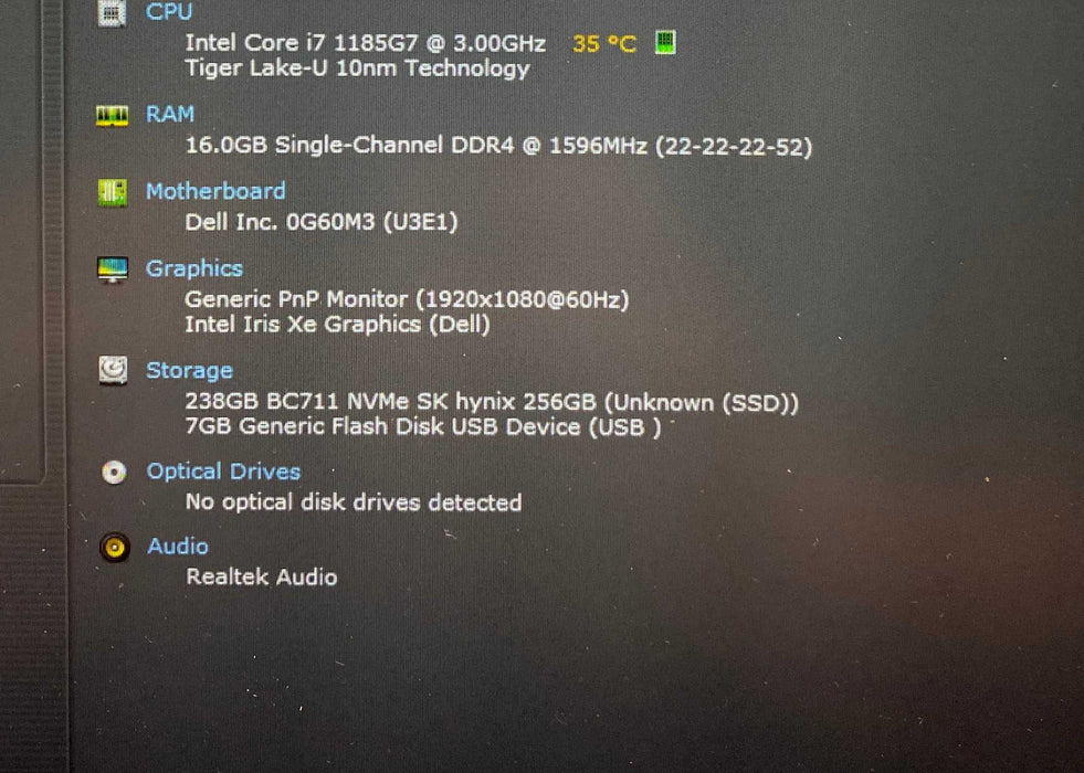 Dell Latitude 5520 Core i7-1185G7@3.00GHz vPRO 16GB RAM 256GB SSD Q Lap200