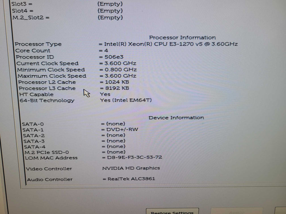 Dell Precision T3620 Xeon E3-1270 v5 16GB DDR4 QUADRO K2000 290W PSU