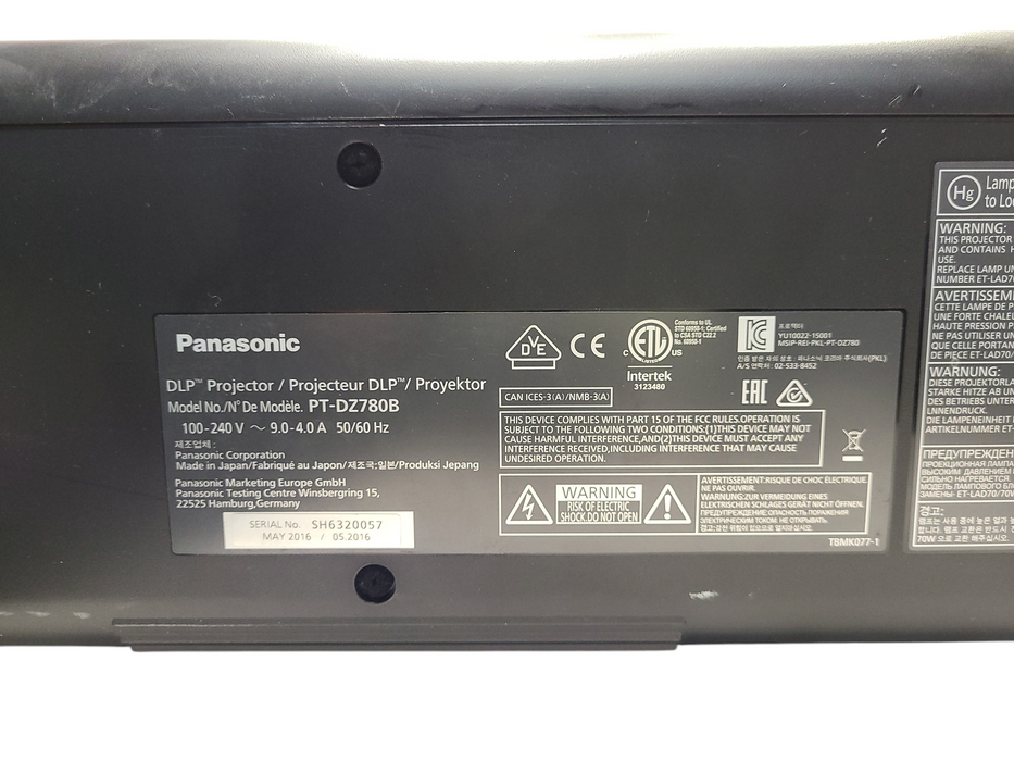 Panasonic PT-DZ780B DLP WUXGA Projector Full HD 7000 Lumens ANSI READ $