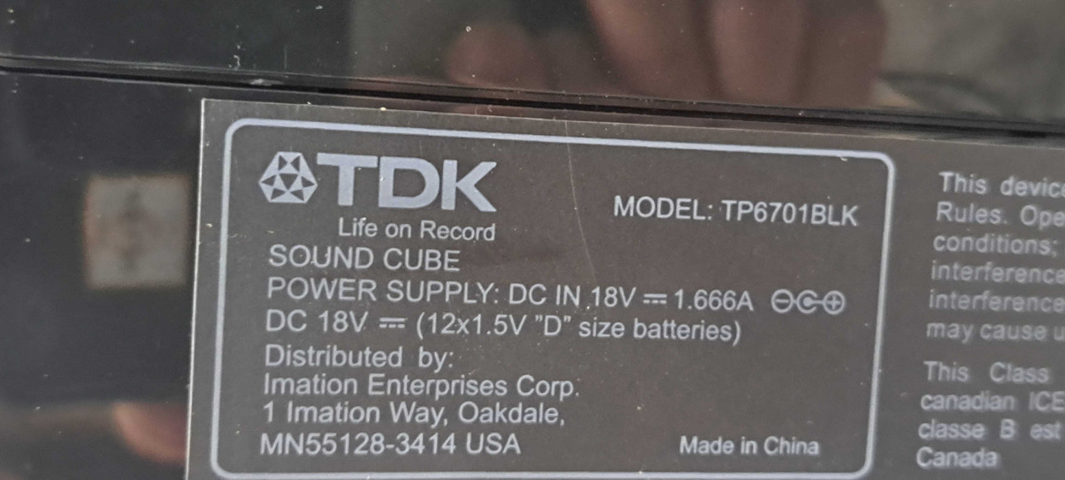 TDK Life on Record Sound Cube TP6701BLK Portable Bluetooth Speaker| READ