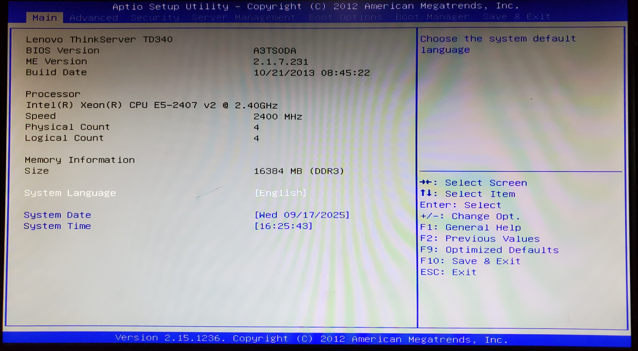 Lenovo ThinkServer TD340 Xeon E5-2407 v2 16GB DDR3 - No HDD
