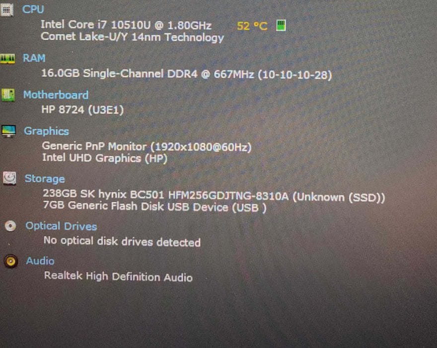 HP ZBook Firefly 15 G7 15" Core i7-10510U@1.80GHz 16GB RAM 256GB SSD  Lap200