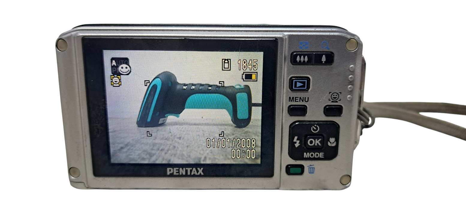 Pentax Optio W60 10.0MP Compact Digital Camera Silver W/ Battery