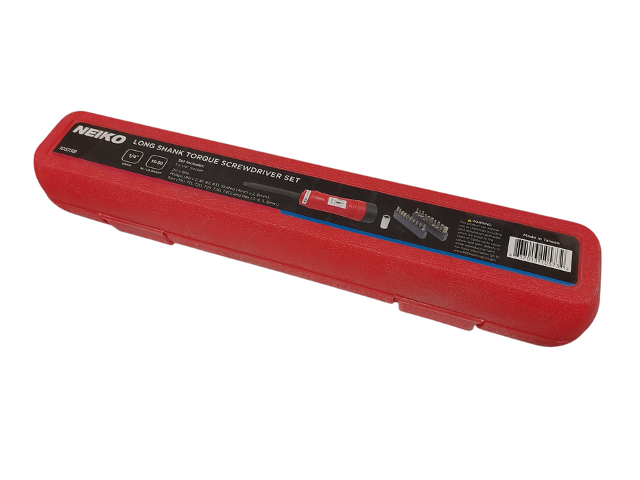 Neiko Long Shank Torque ScrewDriver Set 1/4" Drive 10-50LB Range  =