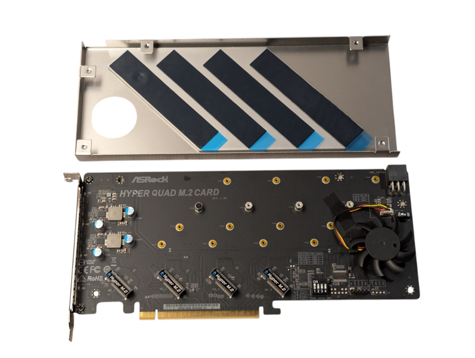 ASrock Hyper Quad M.2 Card 4x NVMe M.2 to 16x PCIe 1 Slot Adaptor  Q-