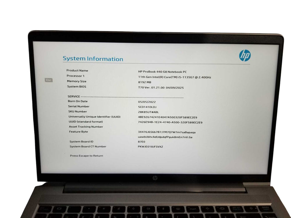 HP ProBook 440 G8, Core i5-1135G7 2.40GHz, 8GB DDR4, 256GB NVMe *READ*  Lap200