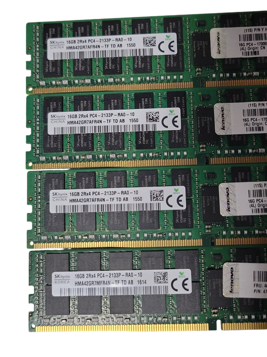 Lot of 4x SKhynix 16GB 2Rx4 PC4-2133P-RA0 DDR4 Server RAMs _