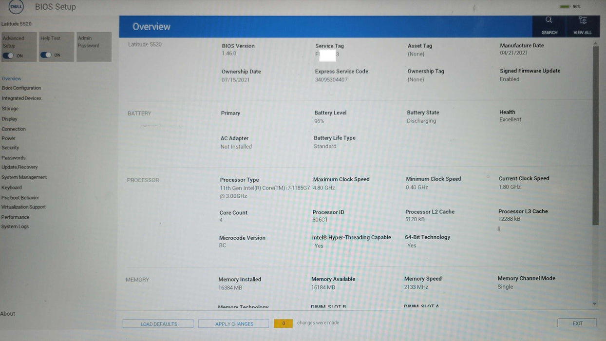 Dell Latitude 5520 Core i7-1185G7 4.8GHz 16GB RAM 256GB SSD READ  _ Lap200