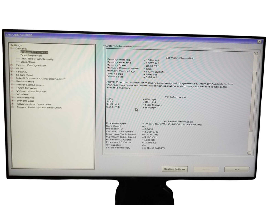 Dell OptiPlex 3080, Core i5-10500 3.10GHz, 16GB DDR4, 256GB NVMe W/Adapter