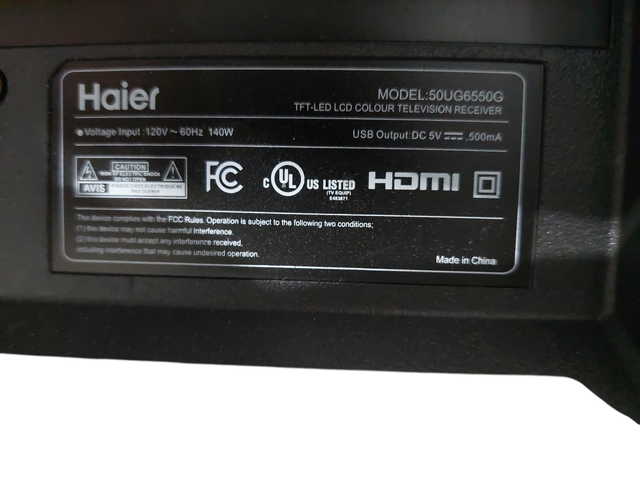 Haier TFT-LED LCD Colour 50" TV Model: 50UG6550G =