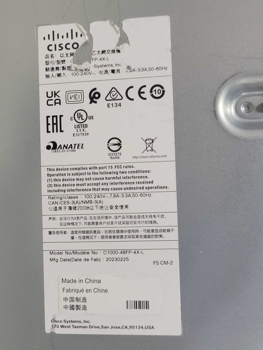 Cisco C1000-48FP-4X-L Network Switch 48 Gigabit Ethernet PoE 4 10G SFP+ _