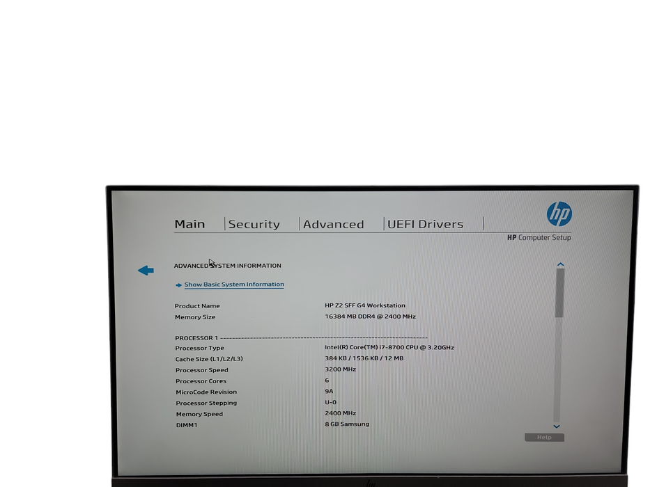HP Z2 SFF G4 Workstation  i7 - 8700 @ 3.20GHz 16GB DDR4 Ram θ