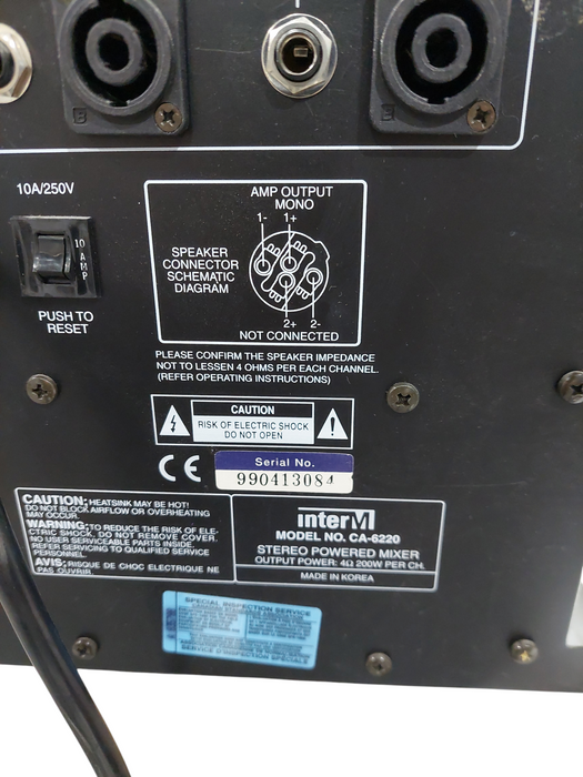 Inter M Stereo Powered Mixer Model: CA-6220 Rack Mountable  =