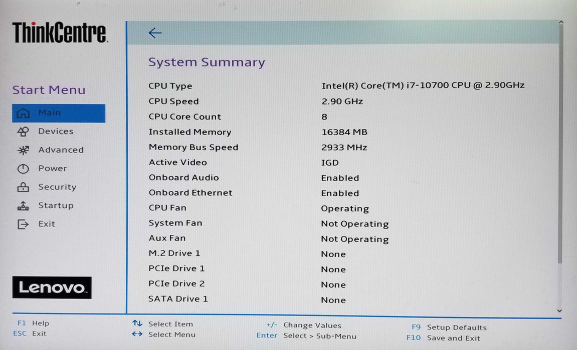 Lenovo ThinkCentre M80t PC Intel i7-10700 CPU 2.90GHz 16GB RAM - No HDD
