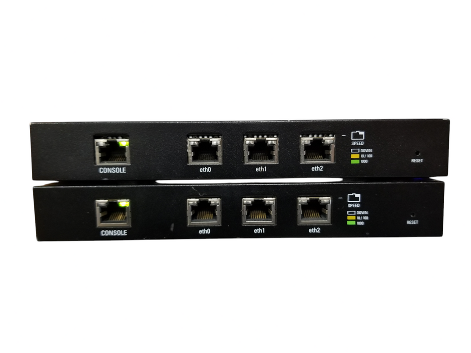 Lot of x2 Ubiquiti Networks EdgeRouter Lite ERLite-3 3-Port Factory Reset