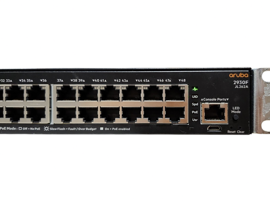 Aruba 2930F JL262A 48-port Gigabit PoE+ 370w 4x SFP Network Switch w/ Ears