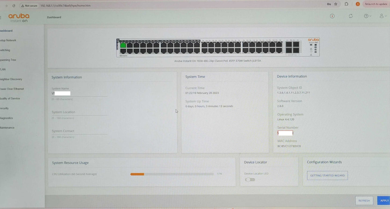 Aruba Instant On 1930 48G 24P Class4 PoE 4SFP 370W Switch JL815A _