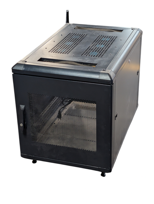 TOTEN 12U Equipment Rack 3 by 2 feet Cooling Fans Wheels Tempered Glass -