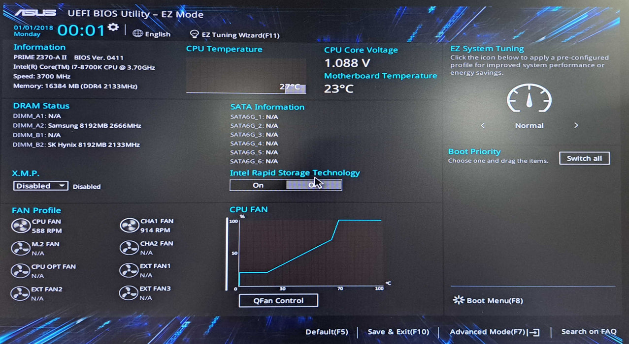 Custom PC | Asus Z370-A II w/ i7-8700K @3.70GHz, 16GB DDR4, No HDD/GPU