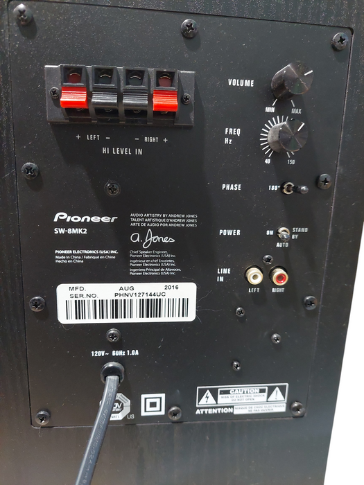 Pioneer 8" Powered Subwoofer Model: SW-8MK2  =