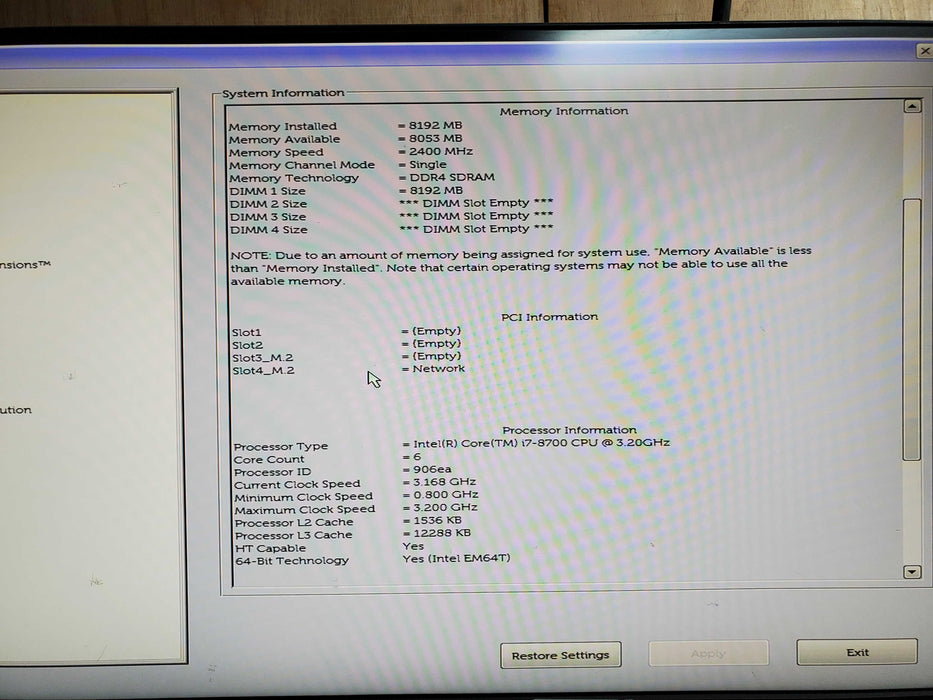 Dell Precision 3431 SFF Core i7-8700 CPU 3.2 GHz 8GB RAM - No HDD