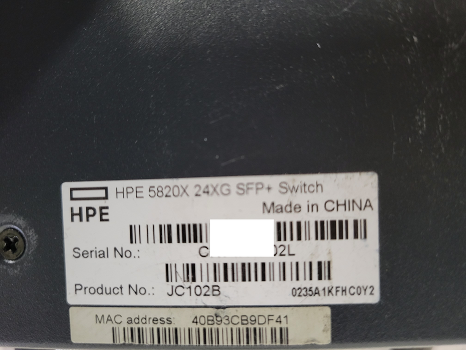 HPE 5820x 24XG SFP+ switch JC102B 24-Port SFP+ Networking Switch, 2x PSU  _