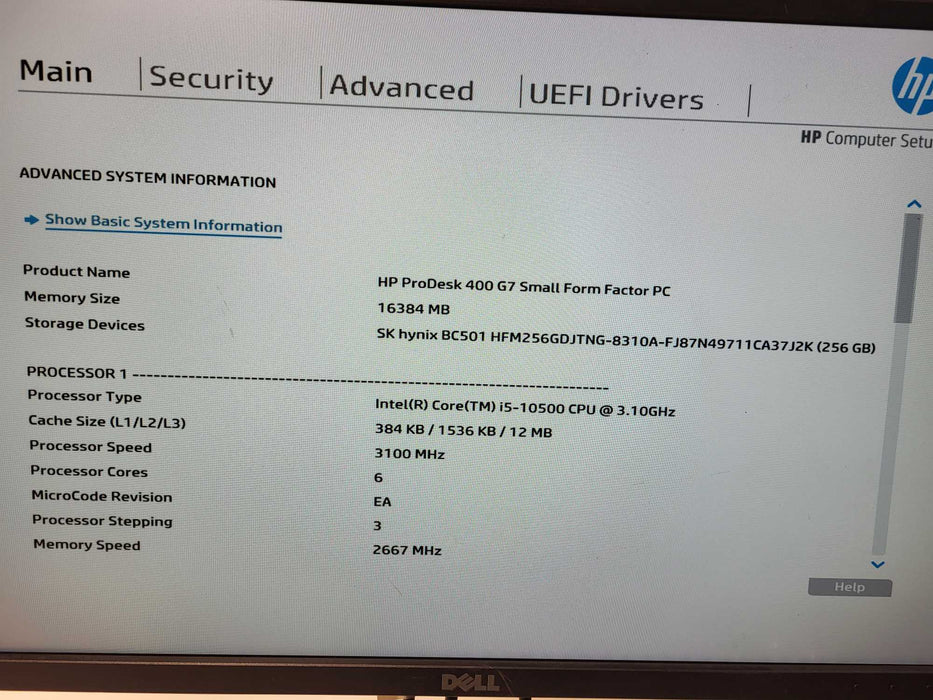 HP ProDesk 400 G7 SFF, Core i5-10500 CPU 3.10GHz 16GB DDR4 256GB nVME READ $