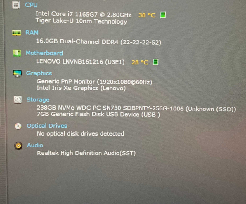 Lenovo ThinkBook 15 G2 ITL Core i7-1165G7@2.8GHz 16GB RAM 256GB SSD  Lap200