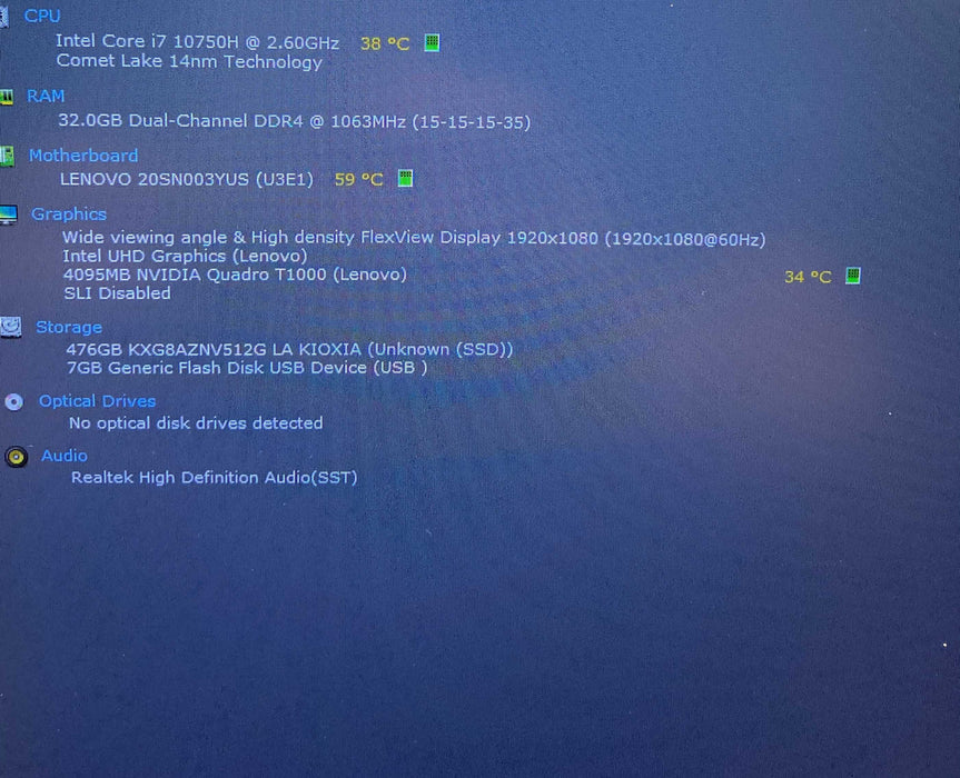 Lenovo ThinkPad P17 Gen 1 i7-10750H QUADRO T1000 4GB GPU 32GB RAM 512GB SSD  Lap200