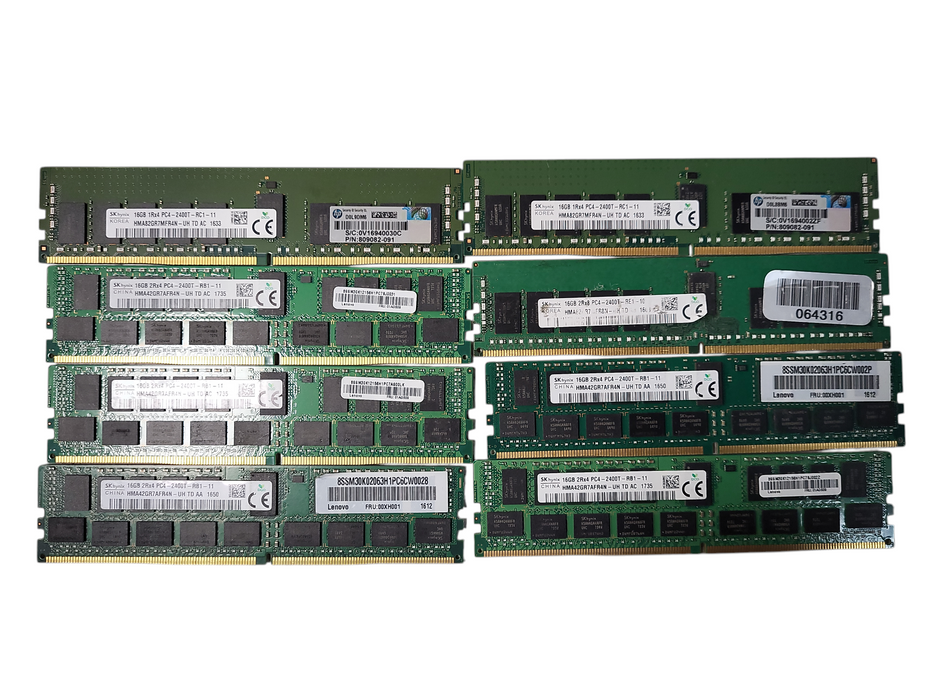 Lot of 8x SK Hynix 16GB PC4-2400T-R DDR4 Server Memory $
