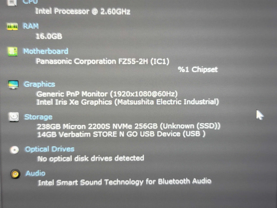 Panasonic ToughBook FZ-55 i5-1145G7 16GB DDR4 256GB NVMe  270Hrs β Lap200
