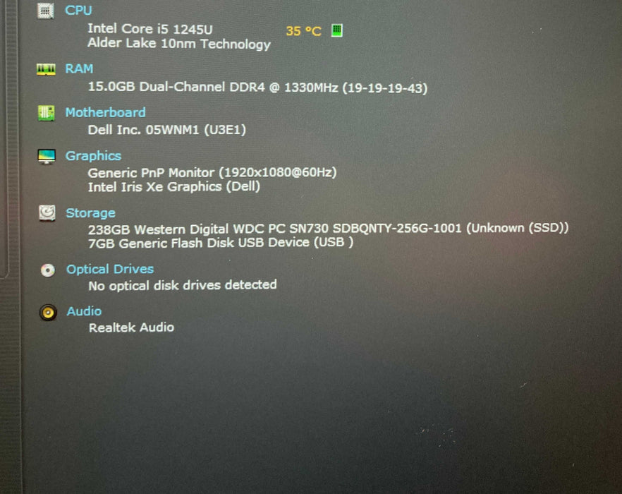Dell Latitude 7330 Core i5-1245U@1.60GHz 16GB RAM 256GB SSD  Lap200