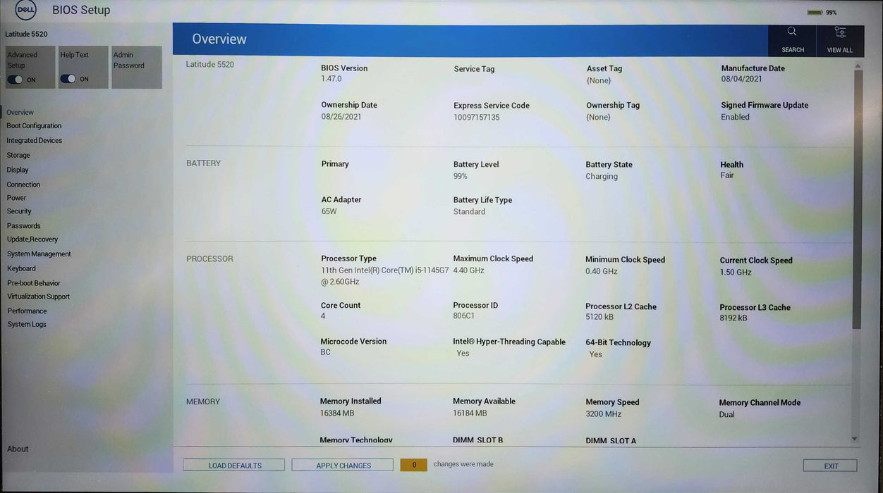Dell Latitude 5520, i5-1145G7 @ 2.60GHz, 16GB DDR4, 256GB NVMe, AC Adapter  Lap200