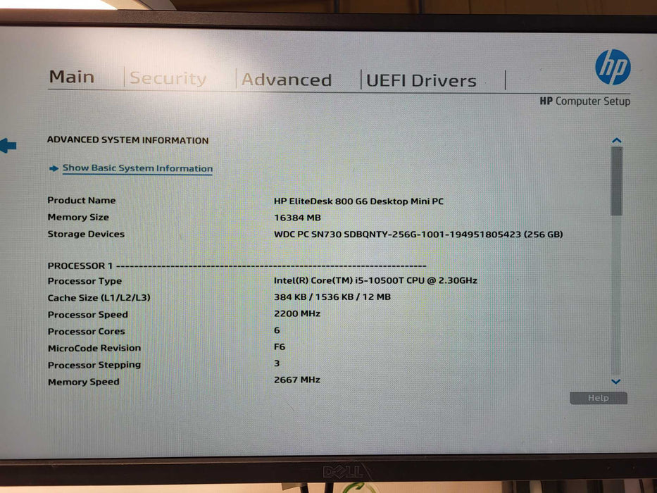 HP EliteDesk 800 G6 USFF i5-10500T CPU 2.30GHz 16GB DDR4 256GB NMVe w/ AC $