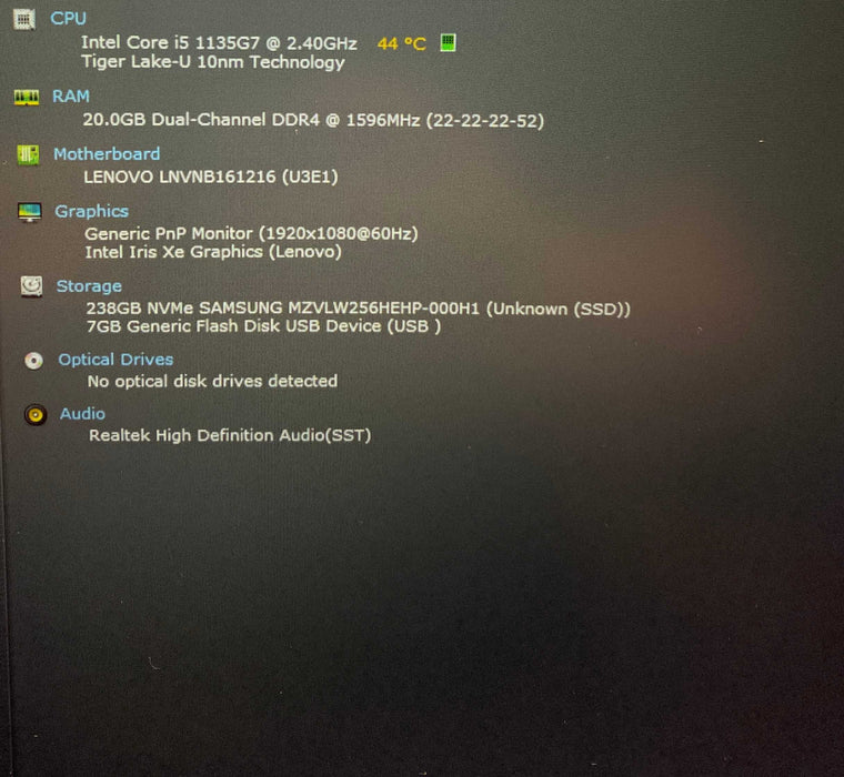 Lenovo Ideapad 3 15ITL6 TOUCH i5-1135G7@2.40GHz 20GB RAM 256GB SSD  Lap200