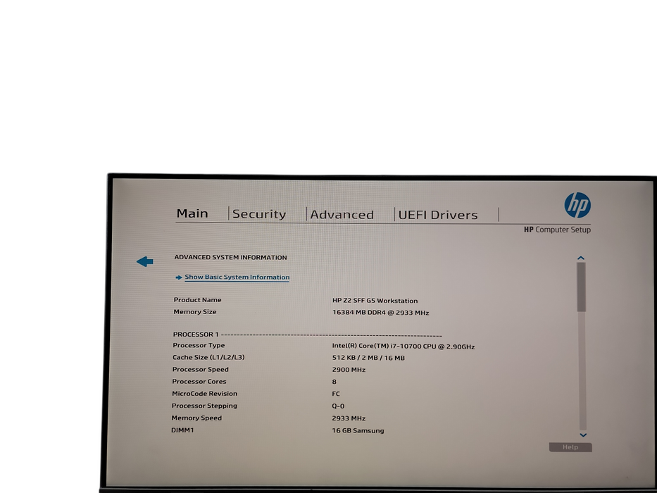 HP Z2 SFF G5 Workstation SFF i7 - 10700 @ 2.90GHz 16GB DDR4 Ram θ